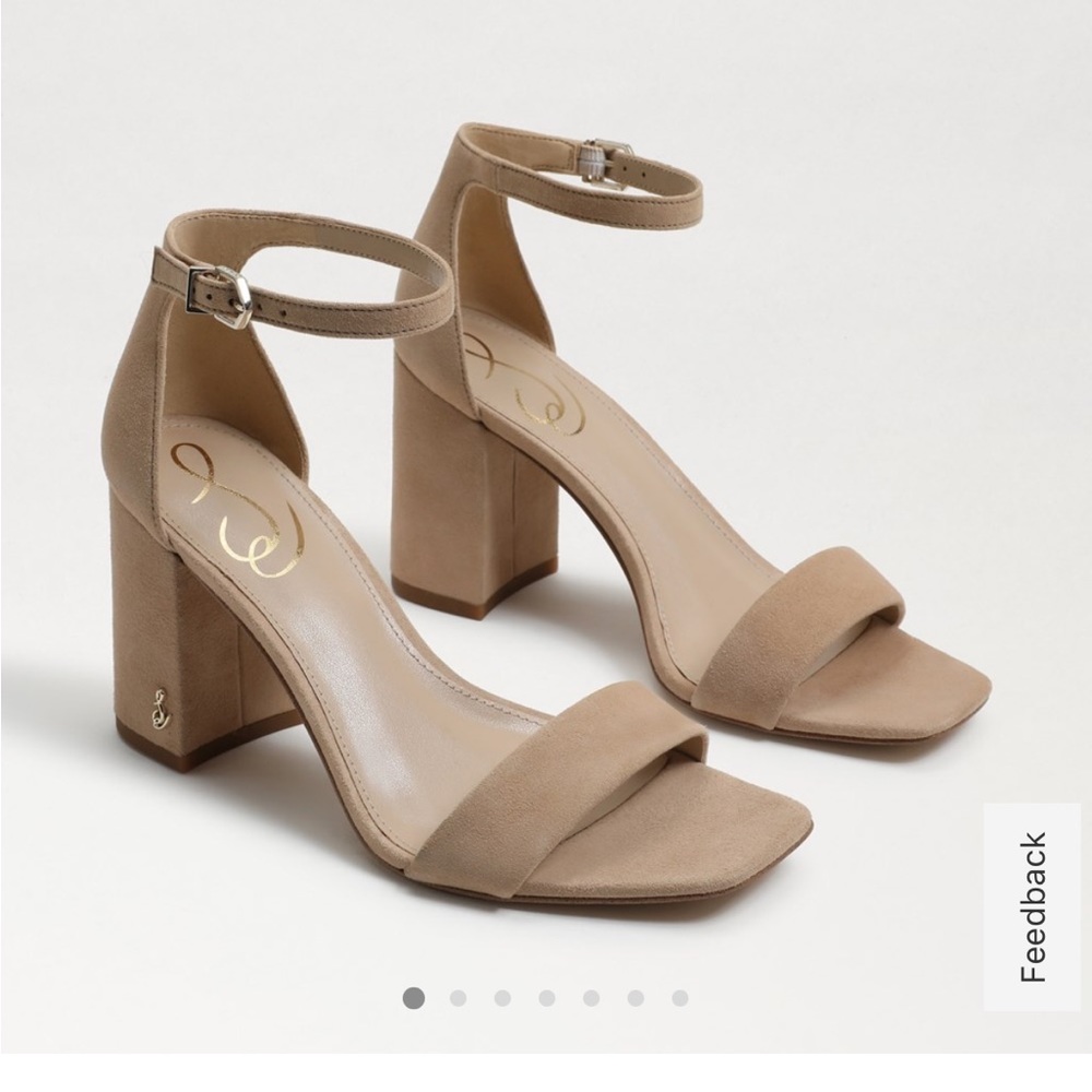 NEW IN BOX Sam Edelman Daniella Block Heel Sandal Size 8 Oatmeal Suede
